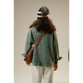 Unisex Jacket Washed Denim Clothes Jacket Men and Women Lapel Overalls